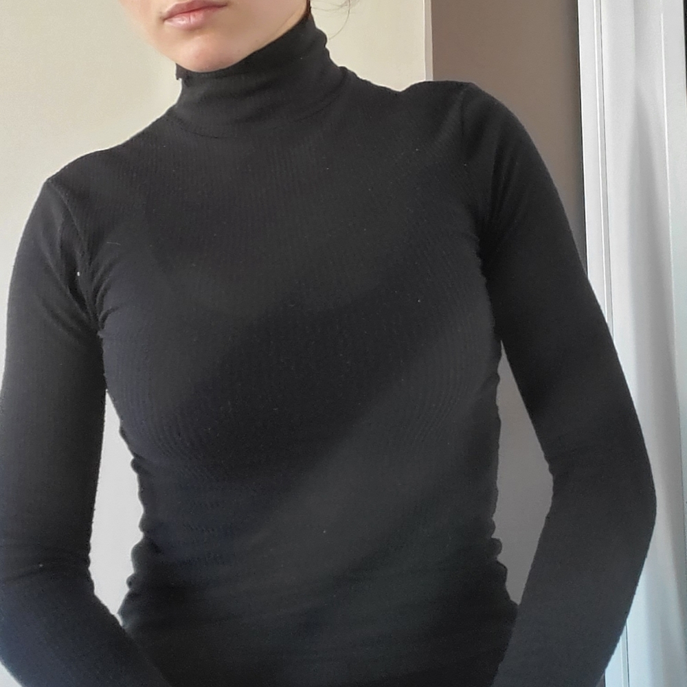 Thin black turtleneck